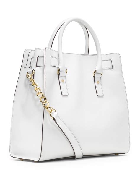 michael michael kors white hamilton saffiano satchel